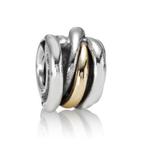 Pandora zilveren bedel met gouden draad, 1 bedel, Ophalen of Verzenden, Zilver, Pandora