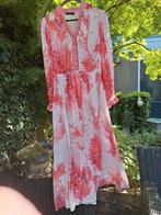 Zomerse jurk, lang maat L, koraal/wit, V-hals, knoopsluiting, Kleding | Dames, Jurken, Maat 38/40 (M), Jus de Pom, Ophalen of Verzenden