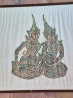 authentieke thaise tempel wrijftekeningen op rijstpapi, Antiek en Kunst, Ophalen of Verzenden