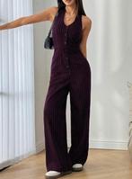 Jumpsuit halter paars krijtstreep maat M of 38, Kleding | Dames, Jumpsuits, Verzenden, Nieuw, Maat 38/40 (M), Paars