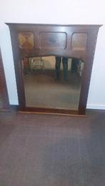 Antieke Houten Spiegel met Decoratief Frame, Antiek en Kunst, Ophalen of Verzenden, Rechthoekig, 50 tot 100 cm, 100 tot 150 cm