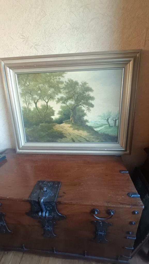 Landschap Schilderij met Bomen, Antiek en Kunst, Kunst | Schilderijen | Klassiek, Ophalen of Verzenden