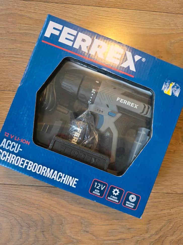 Ferrex 12V Accu Schroefboormachine - Nieuw!, Doe-het-zelf en Verbouw, Gereedschap | Boormachines, Nieuw, Boor- en Schroefmachine