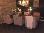 Royale landelijke luxe eetkamerstoelen met armleuning roze, Huis en Inrichting, Stoelen, Ophalen