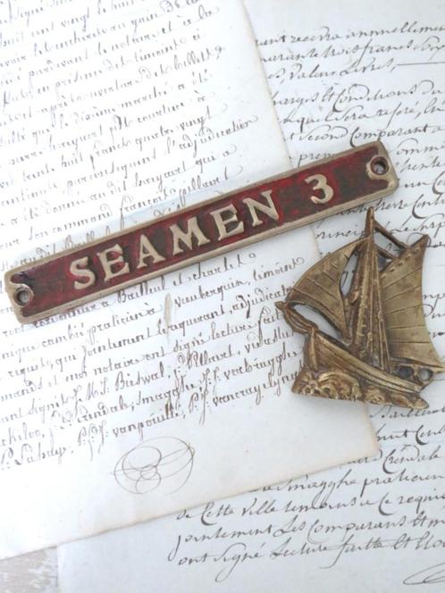 Antiek Engels maritiembordje “SEAMEN 3”, Antiek en Kunst, Curiosa en Brocante, Ophalen of Verzenden