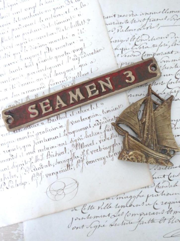 Antiek Engels maritiembordje “SEAMEN 3”, Antiek en Kunst, Curiosa en Brocante, Ophalen of Verzenden