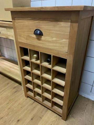 Aanbieding: Wijnkastje TEAK + lade, voor 20 flessen NU voor beschikbaar voor biedingen
