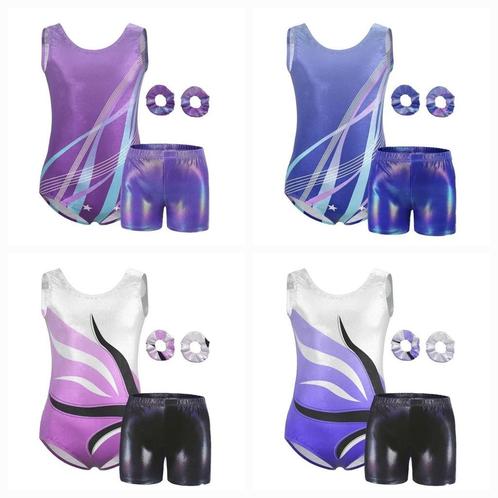 Turnpakje turnbroekje paars blauw 116 122 128 134 140 146, Sport en Fitness, Turnen, Nieuw, Turnpak(je), Paars, Ophalen of Verzenden