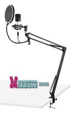 Studio Microfoon set, USB Microfoon, Tafelarm, Plopkap, Wit