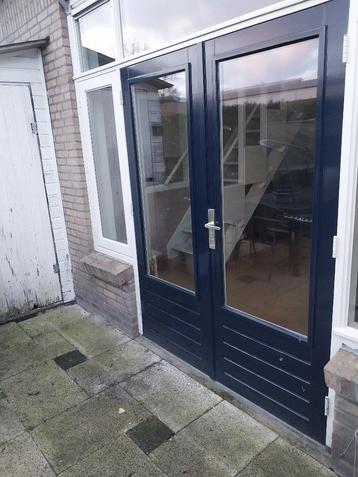 Dubbele tuindeuren hout meranti/merbau met dubbel glas beschikbaar voor biedingen