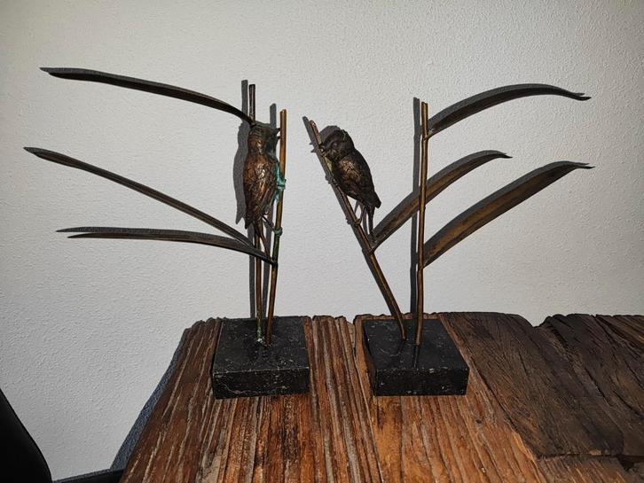 Art Deco Bronzen Vogels op Marmeren sokkel als nieuw, Antiek en Kunst, Antiek | Koper en Brons, Ophalen of Verzenden
