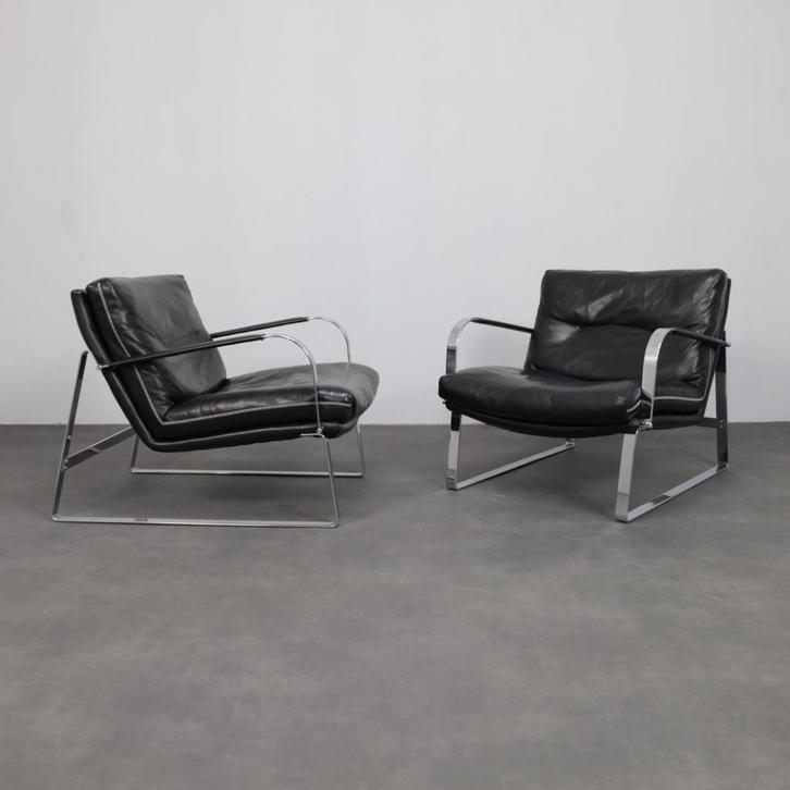 Leather Lounge Chairs Lenka Teilman Conform Denmark, 2000s, Huis en Inrichting, Fauteuils, Gebruikt, Leer, 50 tot 75 cm, 75 tot 100 cm