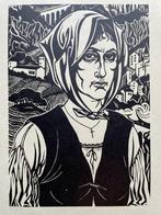 Houtsnede van J. Franken Pzn. Vrouw, Antiek en Kunst, Kunst | Etsen en Gravures, Ophalen of Verzenden