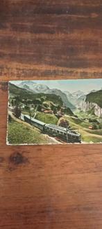 Oude ansichtkaart Zwitserland met trein, Ophalen of Verzenden, 1940 tot 1960, Gelopen, Overig Europa