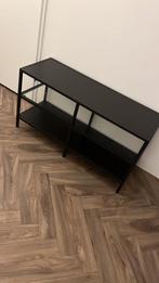 Tv-meubel zwart/bruin/glas, Huis en Inrichting, Tafels | Sidetables, Glas, 25 tot 50 cm, Rechthoekig, Zo goed als nieuw