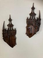 balinese handgesneden houten muurmaskers, Antiek en Kunst, Kunst | Beelden en Houtsnijwerken, Ophalen of Verzenden