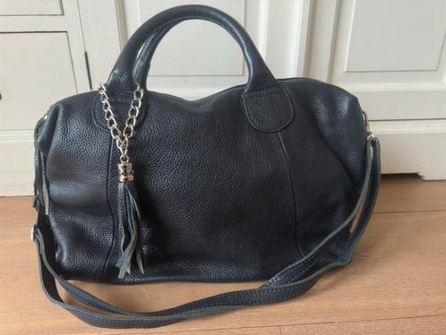 Donkerblauwe echt lederen handtas merk Solinda, Sieraden, Tassen en Uiterlijk, Tassen | Damestassen, Nieuw, Handtas, Blauw, Ophalen of Verzenden