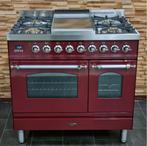 Luxe Fornuis Boretti 90cm bordeaux rood + rvs GASOVEN, 60 cm of meer, Ophalen of Verzenden, Zo goed als nieuw, Energieklasse A of zuiniger