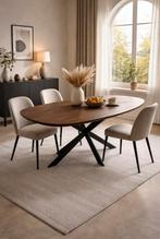 Eettafel Deens ovaal walnoot €300, Ophalen, Eikenhout, Nieuw, 50 tot 100 cm