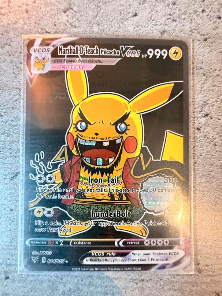 Marshall D. Teach Pikachu VCOS – Pokémon Cosplay Proxy, Hobby en Vrije tijd, Verzamelkaartspellen | Pokémon, Zo goed als nieuw
