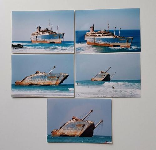 5 foto's van de American Star gestrand op Fuerte Ventura., Verzamelen, Scheepvaart, Zo goed als nieuw, Kaart, Foto of Prent, Motorboot