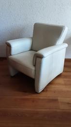 wit leren stoel fauteuil, Huis en Inrichting, Fauteuils, Ophalen, Gebruikt, Leer
