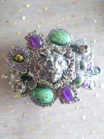 Gesp buckle met leeuwekop en edelstenen, Ophalen of Verzenden, Overige kleuren, 5 cm of meer, Losse buckle of gesp