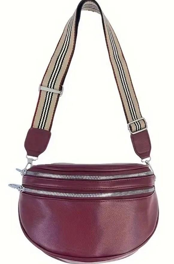 Wijnrode leren crossbody tas met verstelbare schouderband!, Sieraden, Tassen en Uiterlijk, Tassen | Schoudertassen, Nieuw, Rood