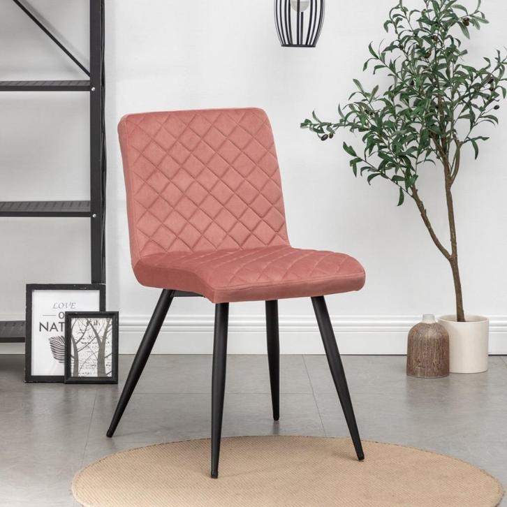 Eetkamerstoelen Set van 4 Bastion - Roos, Huis en Inrichting, Stoelen, Nieuw, Vier, Metaal, Rood, Ophalen