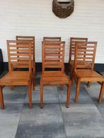 teakhouten eetkamerstoelen, Huis en Inrichting, Stoelen, Ophalen, Gebruikt, Bruin, Vijf, Zes of meer stoelen