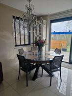 LOODS 5 eettafel Walnoot hout, Huis en Inrichting, Tafels | Eettafels, Ophalen, Rond, Vijf personen of meer, Glas