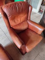 Vintage Leren Fauteuil wie kan ik gelukkig maken., Ophalen, Gebruikt, Vintage, 75 tot 100 cm