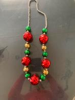 Lange Ketting met kerstballen rood groen goud, Ophalen of Verzenden, Gebruikt