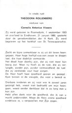Rollenberg Theodora 1883 Raamsdonk 1968 Eindhoven, Ophalen of Verzenden, Bidprentje