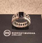 Buddha to buddha ring met onyx maat 18, 18 tot 19, Ophalen of Verzenden, Zo goed als nieuw, Zilver