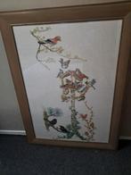Schilderij geborduurd  vogels, Ophalen of Verzenden, Zo goed als nieuw, Schilderij, 75 cm of meer