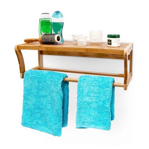 Wandplank met handdoeken houder bamboe, Huis en Inrichting, Badkamer | Badtextiel en Accessoires, Nieuw, Ophalen of Verzenden