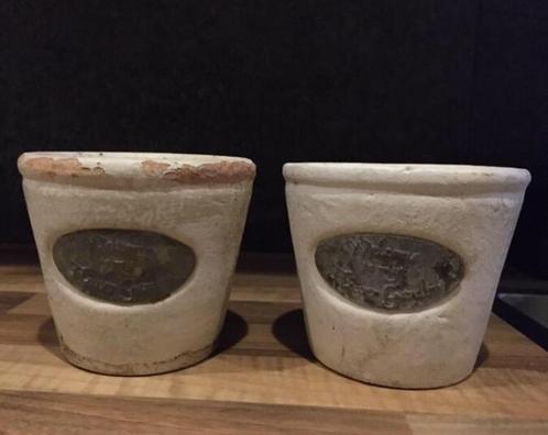 vintage bloempot keramiek wit diverse, Tuin en Terras, Bloempotten, Zo goed als nieuw, Terracotta, Binnen, Minder dan 40 cm, Minder dan 25 cm