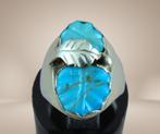 Prachtige ZUNI zilveren Lyolita Tsattie turquoise ring M17!, Gebruikt, Verzenden, X, Dame of Heer