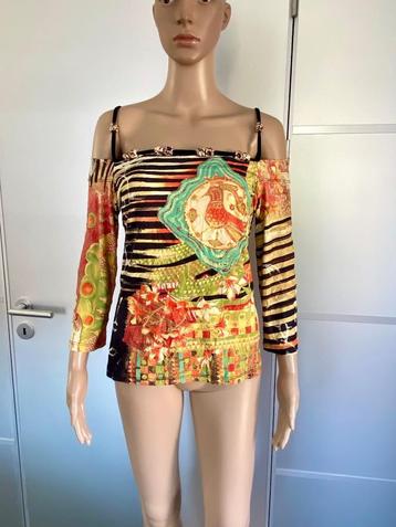 J326 Save The Queen maat M=38 blouse top tuniek zwart/rood beschikbaar voor biedingen