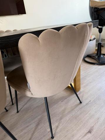 4 velvet stoelen beige colmore beschikbaar voor biedingen