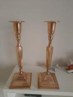 2 engelse kandelaars koper /messing 23 cm hoog, Ophalen of Verzenden, Overige materialen