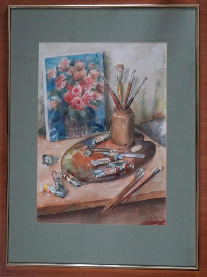 G.J. Kuiper (1926-2013) - Schilderspalet, Antiek en Kunst, Kunst | Schilderijen | Klassiek, Ophalen of Verzenden