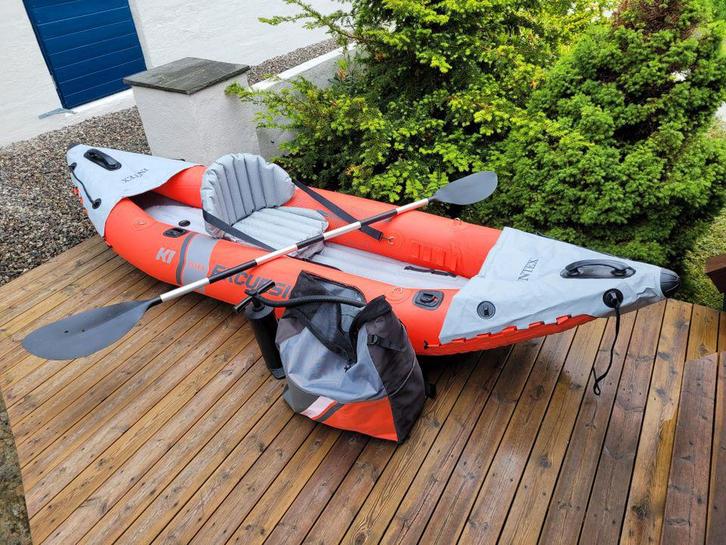 ZGAN Opblaaskano kajak Intex Excursion Pro met compressor, Watersport en Boten, Kano's, Zo goed als nieuw, Kajak, Twee personen