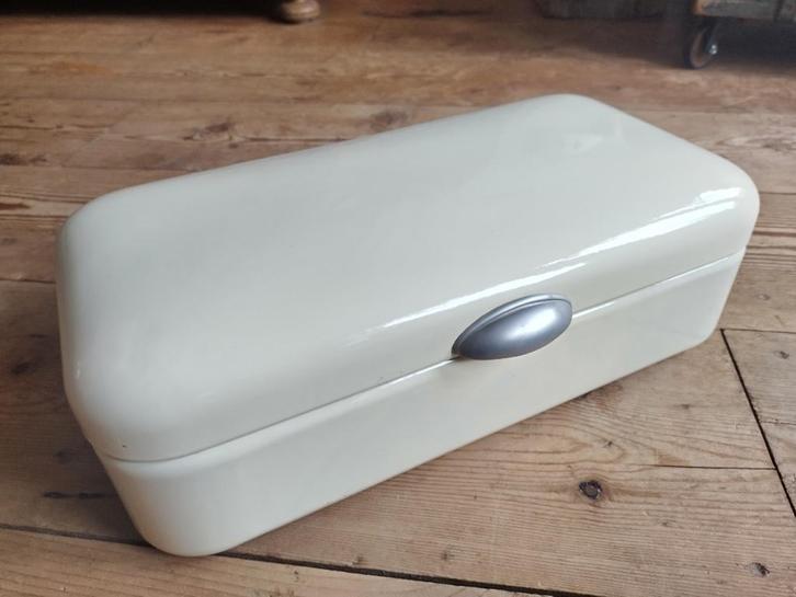 Vintage brooddoos – crème kleurig (retro stijl), Antiek en Kunst, Antiek | Emaille, Ophalen of Verzenden
