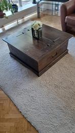 Mooie koloniale salontafel met dubbele deksel., Huis en Inrichting, Ophalen, 100 tot 150 cm, Zo goed als nieuw, Minder dan 50 cm