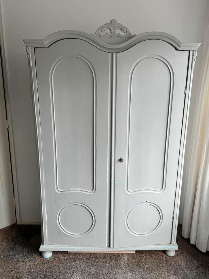 Grijze Kinder kledingkast, meidenkast.  Van Dijk & Co, Antiek en Kunst, Antiek | Meubels | Kasten, Ophalen