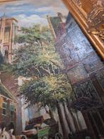 Schilderij stads aanzicht, Antiek en Kunst, Kunst | Schilderijen | Klassiek, Ophalen of Verzenden