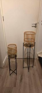 Set van 2 kaarsenstandaards, Huis en Inrichting, Woonaccessoires | Kandelaars en Kaarsen, Ophalen, Zwart, Zo goed als nieuw, Metaal