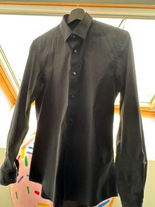 Chique zwarte stretch blouse jongen WE, Kinderen en Baby's, Kinderkleding | Maat 176, Zo goed als nieuw, Jongen, Overhemd of Blouse